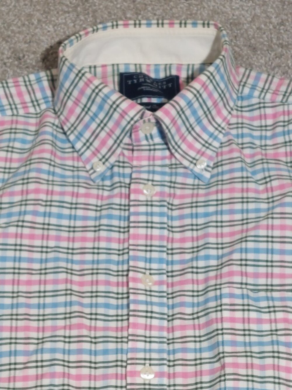 Charles Tyrwhitt Oxford Weave Windowpane Check Long Sleeve Shirt Size L